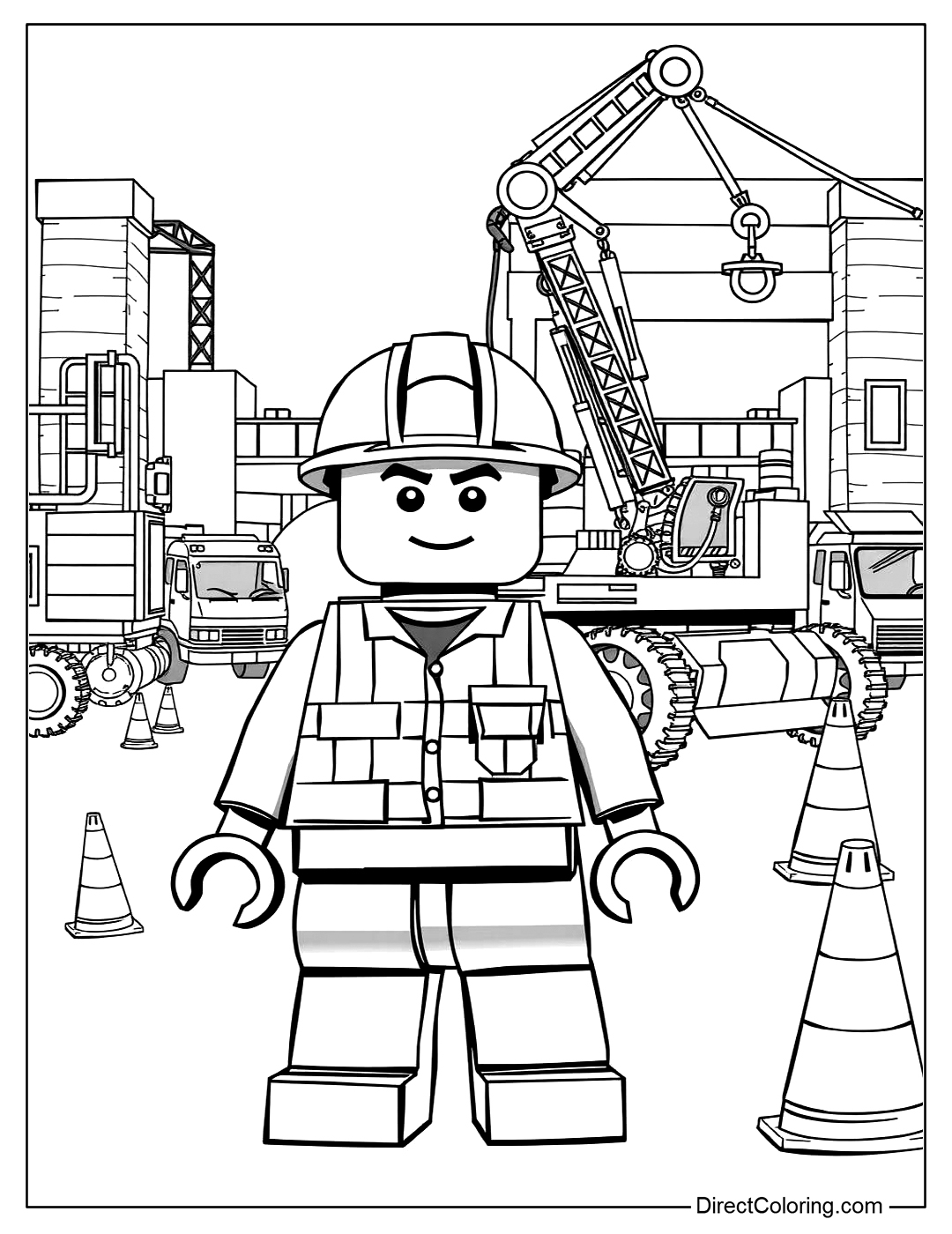 Lego Duplo Construction Site with Vehicles Coloring